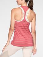 Athleta Womens Stripe Mesh High Neck Chi Tank May Rose Size Xl