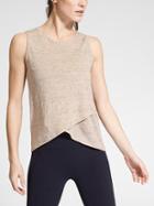 Athleta Womens Linen Criss Cross Tank Size L Tall - Oatmeal Heather