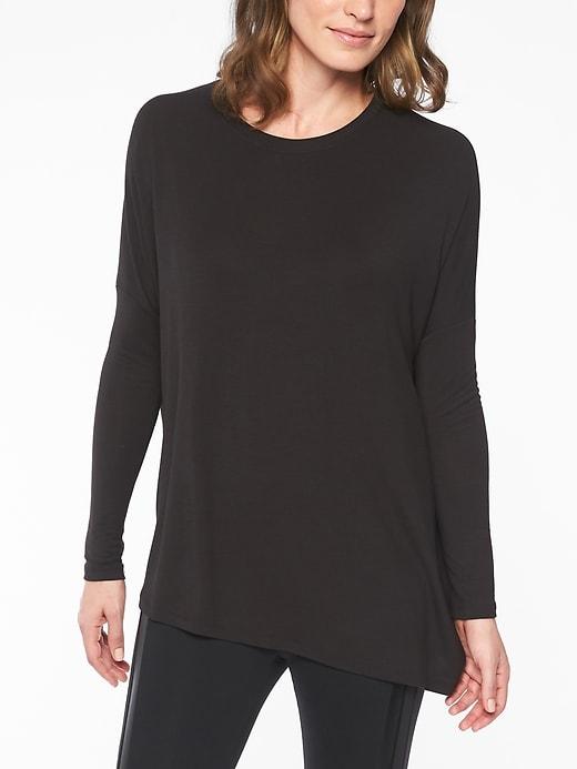 Athleta Womens Cloudlight Relaxed Asym Top Black Size Xs