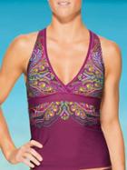 Athleta Womens Tomales Bay Twist Back Tankini Size M - Tomales Bay Raspberry