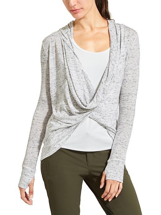 Athleta Womens Nep Infinity Hoodie Size L - Light Grey Heather