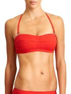 Athleta Womens Textural Bandeau Bikini Size L - Saffron Red