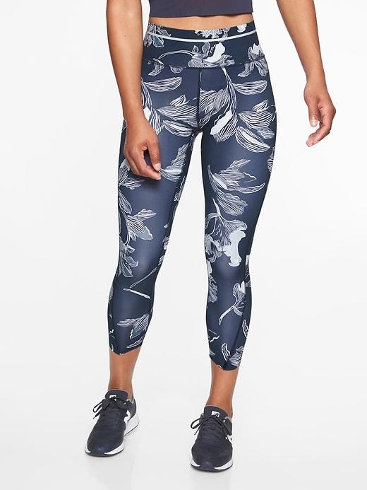 Athleta Womens Floral Sonic Capri Navy Size M