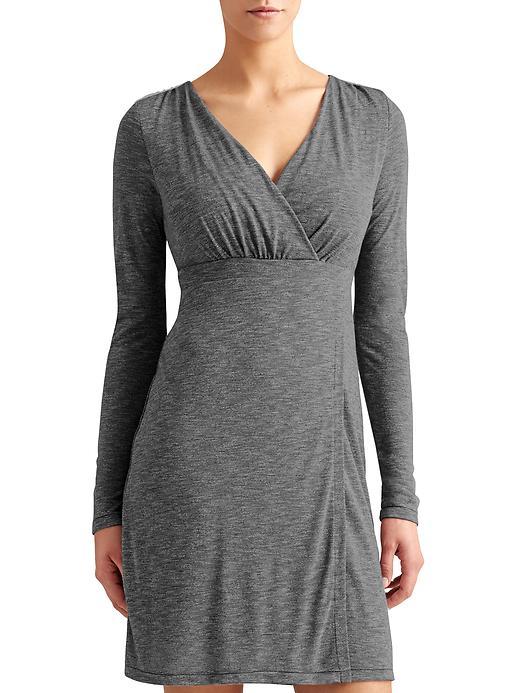 Athleta Womens Heathered Wrap It Up Dress Size L Tall - Black Heather
