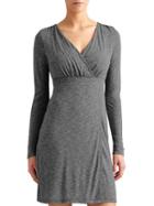 Athleta Womens Heathered Wrap It Up Dress Size L Tall - Black Heather