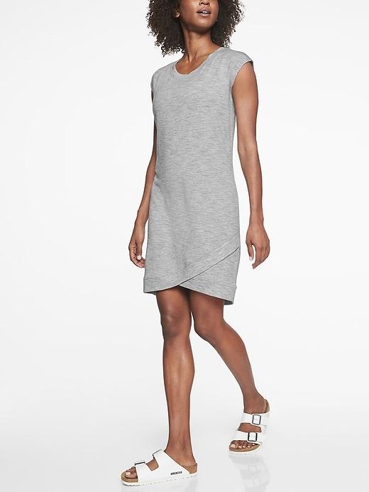 Athleta Womens Short Sleeve Criss Cross Dress Marl Grey Heather Size M