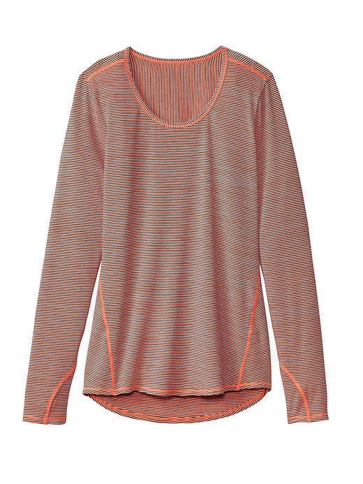 Athleta Womens Heather Stripe Chi Top Extra Long Size L - Cosmic Orange Heather