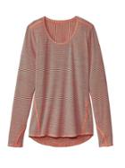 Athleta Womens Heather Stripe Chi Top Extra Long Size L - Cosmic Orange Heather