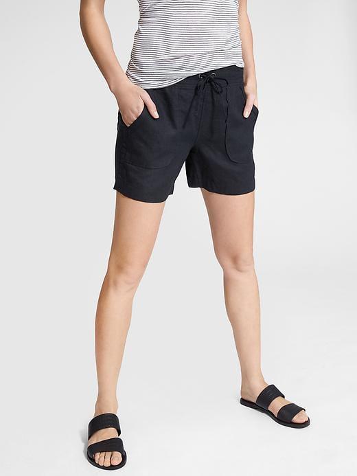 Athleta Womens Linen Short Size 10 - Black