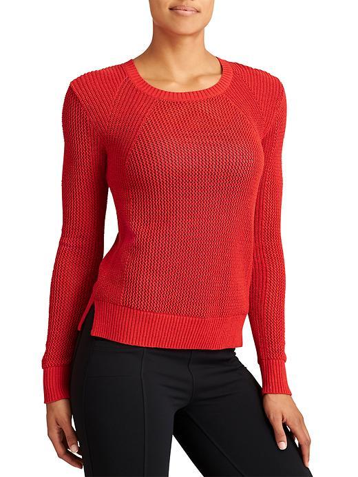 Athleta Womens Mesh Pullover Size L - Saffron Red