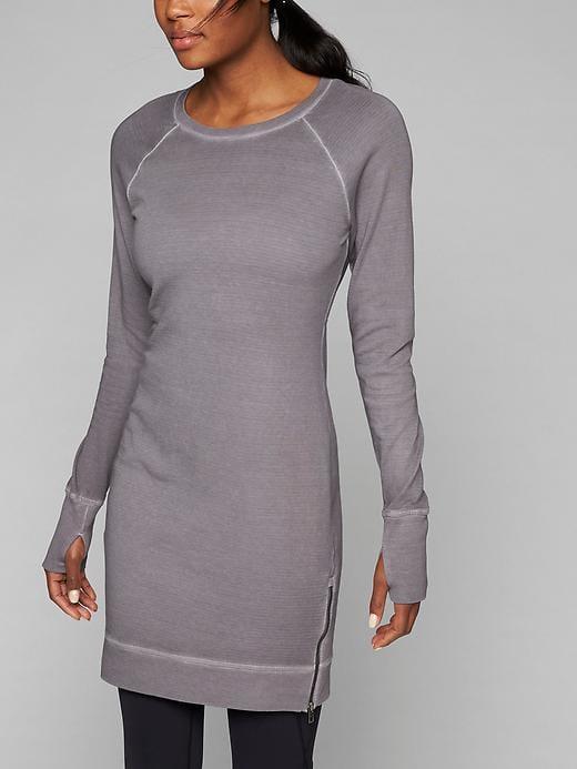 Athleta Womens Eco Wash Side Zip Dress Size L Tall - Silver Bells