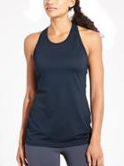 Athleta Womens High Neck Dot Mesh Chi Tank Size M - Navy