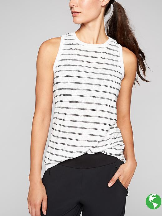 Athleta Womens Breezy Tank Stripe Size Xl - Bright White/ Black