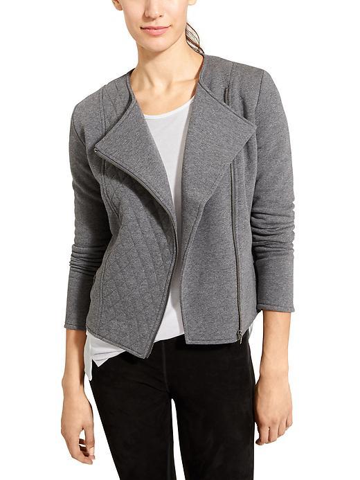 Athleta Womens Belvedere Moto Jacket Size L - Grey Heather