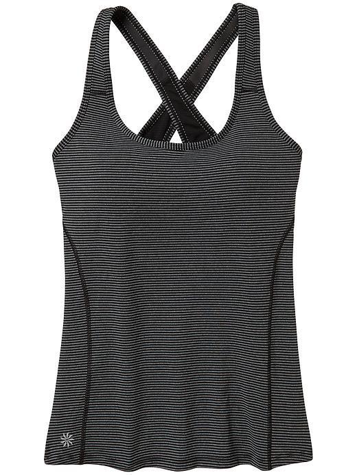 Athleta Womens High Speed Stripe Tank Size Xl - Black/ Grey Heather