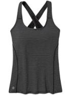 Athleta Womens High Speed Stripe Tank Size Xl - Black/ Grey Heather