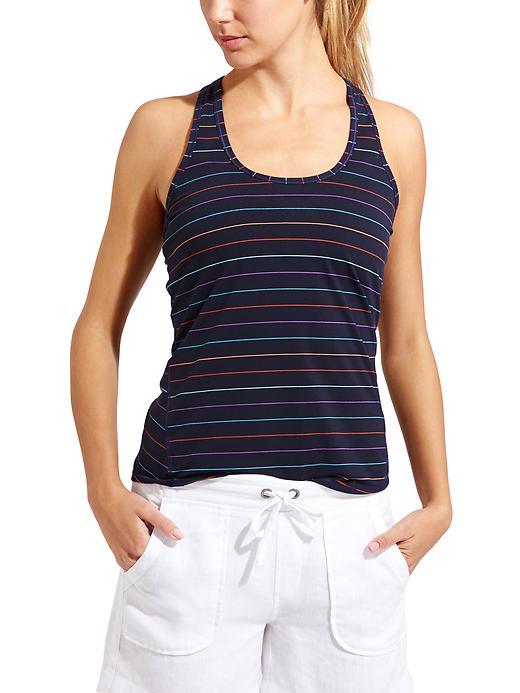 Athleta Womens Multi Stripe Chi Tank Size L Tall - Navy