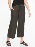 Athleta Womens Bali Linen Crop Pant Black Olive Size 0