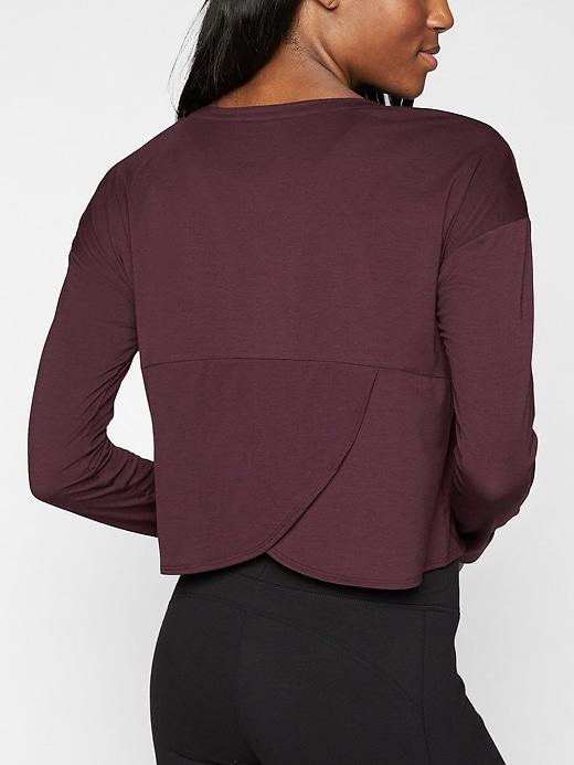 Athleta Womens Studio Crop Long Sleeve Cassis Size Xxs