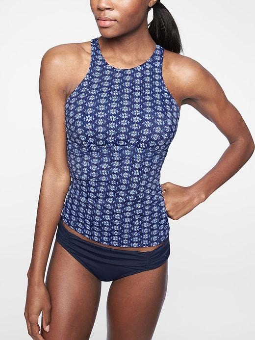 Athleta Womens Tangier High Neck Tankini Top Dress Blue Size 34b/c