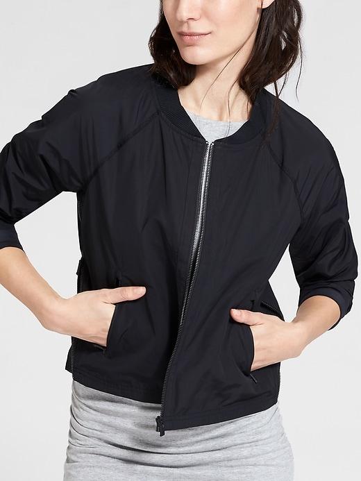 Athleta Womens Side Zip Bomber Black Size Xl