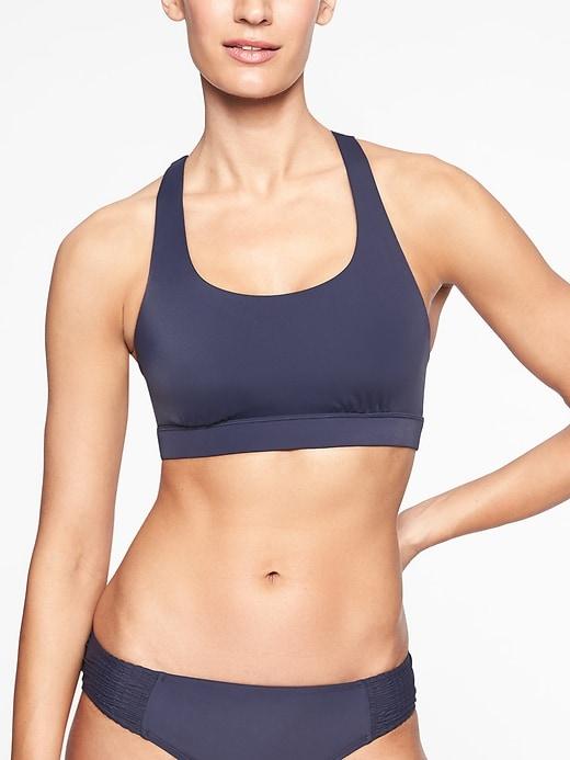 Athleta Womens Scoop Bikini Top Dress Blue Size 36b/c