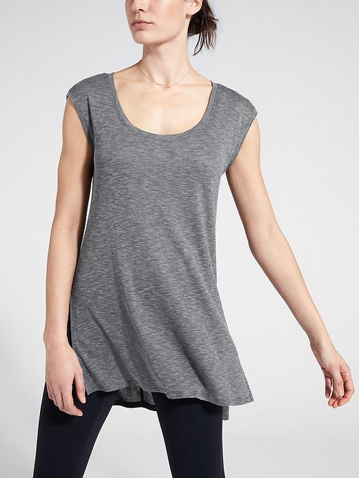 Athleta Womens Peaceful Tunic Tee Size L - Grey Heather