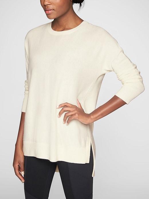 Athleta Womens Wool Cashmere Stargazer Pullover Dove Size M