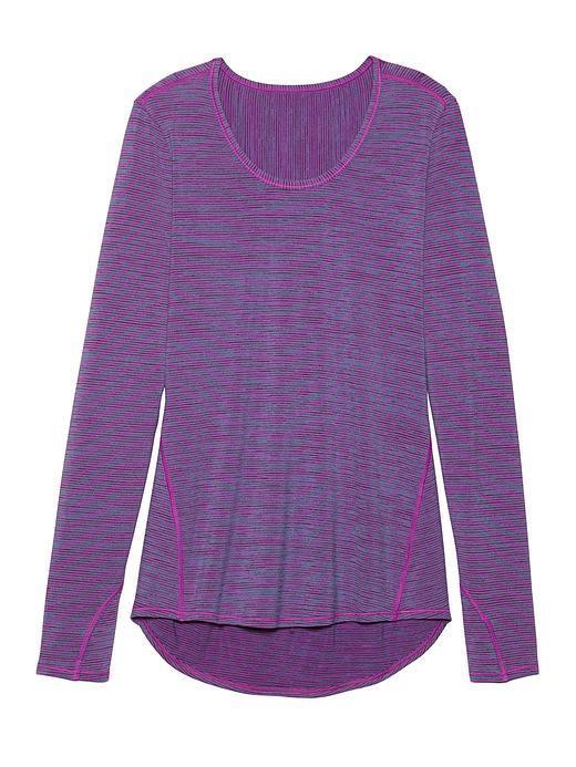 Athleta Womens Heather Stripe Chi Top Extra Long Size L - Sparkling Purple/grey Heather