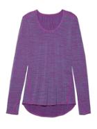 Athleta Womens Heather Stripe Chi Top Extra Long Size L - Sparkling Purple/grey Heather
