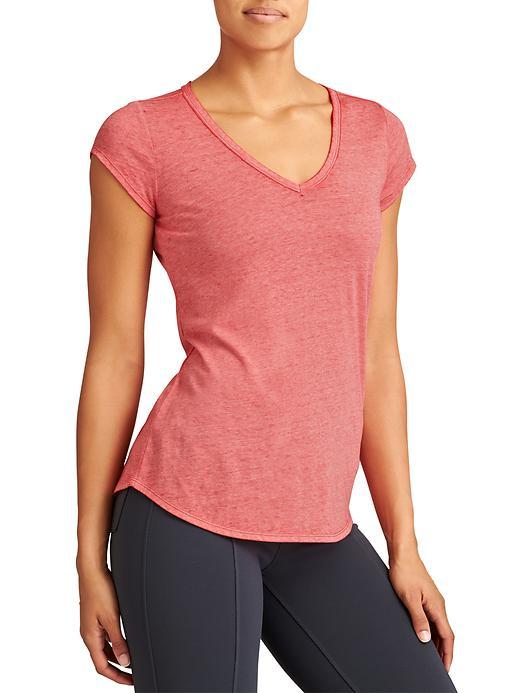 Athleta Womens Easy V Sugar Wash Tee Size 1x Plus - Saffron Red