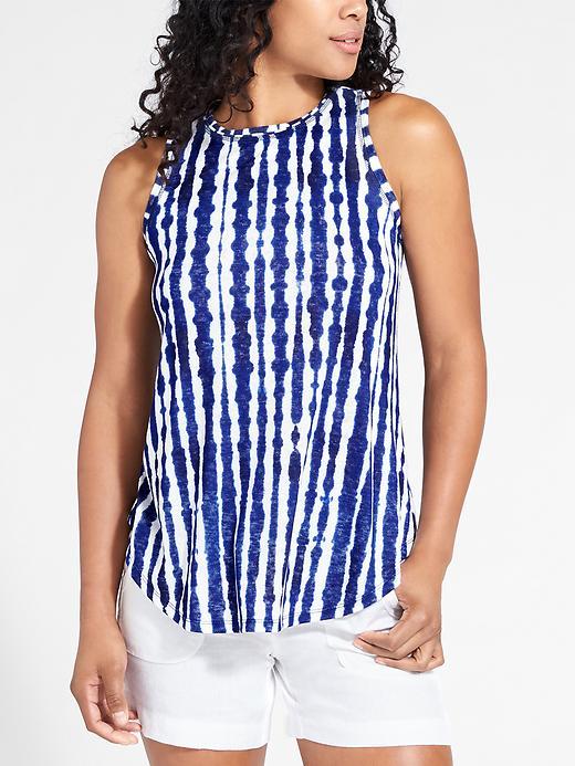 Athleta Womens Breezy Tank Print Size M - Navy Beach Comber