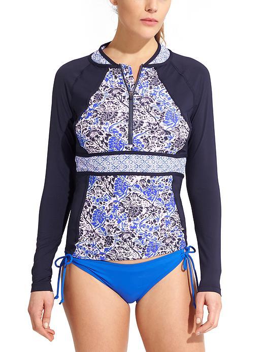 Athleta Womens Indigo Shores Zip Rashguard Size L - Dress Blue