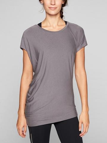 Athleta Womens Threadlight Asym Relaxed Tee Silver Bells Size S