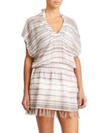 Athleta Womens Striped Bright Side Cover Up Size L - Foxtail Taupe
