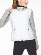Athleta Womens Cozier Insulated Hoodie Light Grey Heather/ White Size S