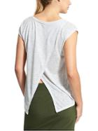 Athleta Womens Stripe Breezy Crossback Tee Bright White/cobblestone Grey Size Xl