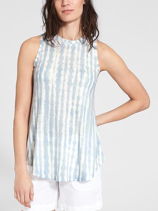 Athleta Womens Breezy Tank Print Size M - Cloudy Blue Beach Comber