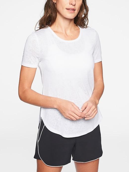 Athleta Womens Breezy Tee Bright White Size Xs