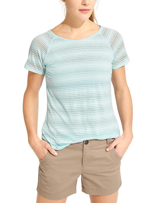 Athleta Womens Sun Stripe Tee Size L - Reach For The Sky