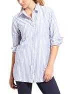 Athleta Womens Stripe Weekender Shirt Blue/white Size Xxs
