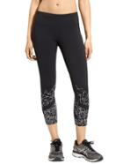 Athleta Womens Graphic Floral Sonar Capri Size L Tall - Black