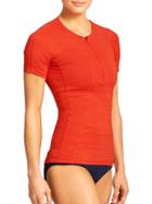 Athleta Womens Pacifica Upf Tee 2 Size L Tall - Saffron Red
