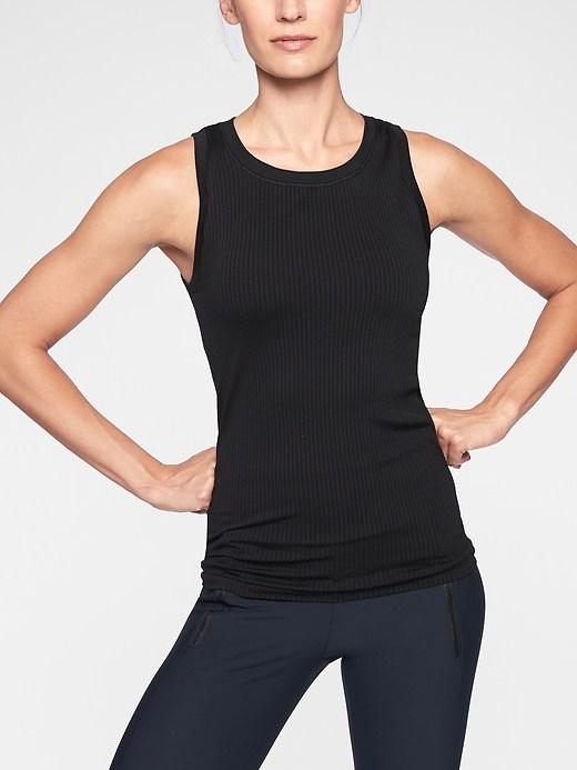 Athleta Womens Renew Reg Length Ribbed Tank Black Size M