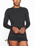 Athleta Womens Ruched Rashguard Black Size Xs