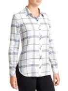 Athleta Womens Lumberjill Shirt Windowpane Size L - Dove/indigo