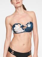 Athleta Womens Aqualuxe Floradora Knot Bandeau Bikini Top Constellation Blue Size M