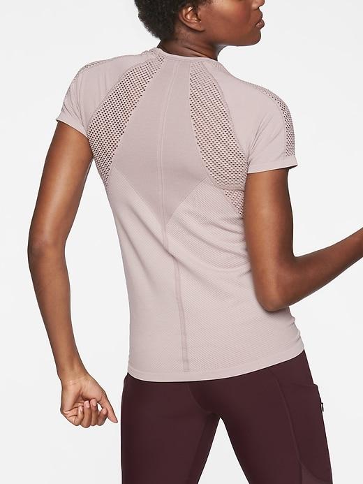 Athleta Womens Caliber Tee Soft Lilac/ Bright White Size Xs