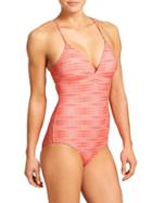 Athleta Womens Ariel Cut Out One Piece Size L Tall - Ember Orange