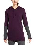 Athleta Womens Merino Nopa Hooded Sweater Size L - Wild Raisin Heather